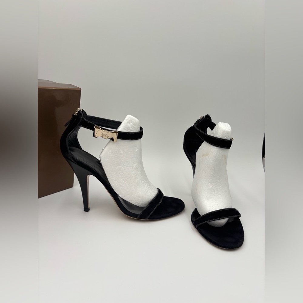 ❤️ Gucci Black Suede & Leather Heels Size 38.5 A131M5E7